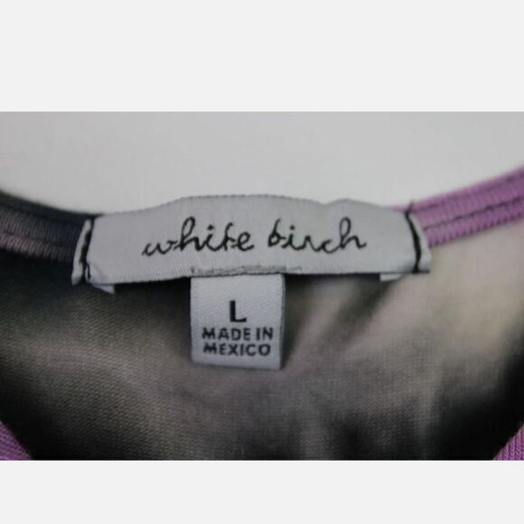 WHITE BIRCH PURPLE BLACK WHITE TIE DYE CRISS CROSS TANK SIZE LARGE NWOT - Picture 8 of 8